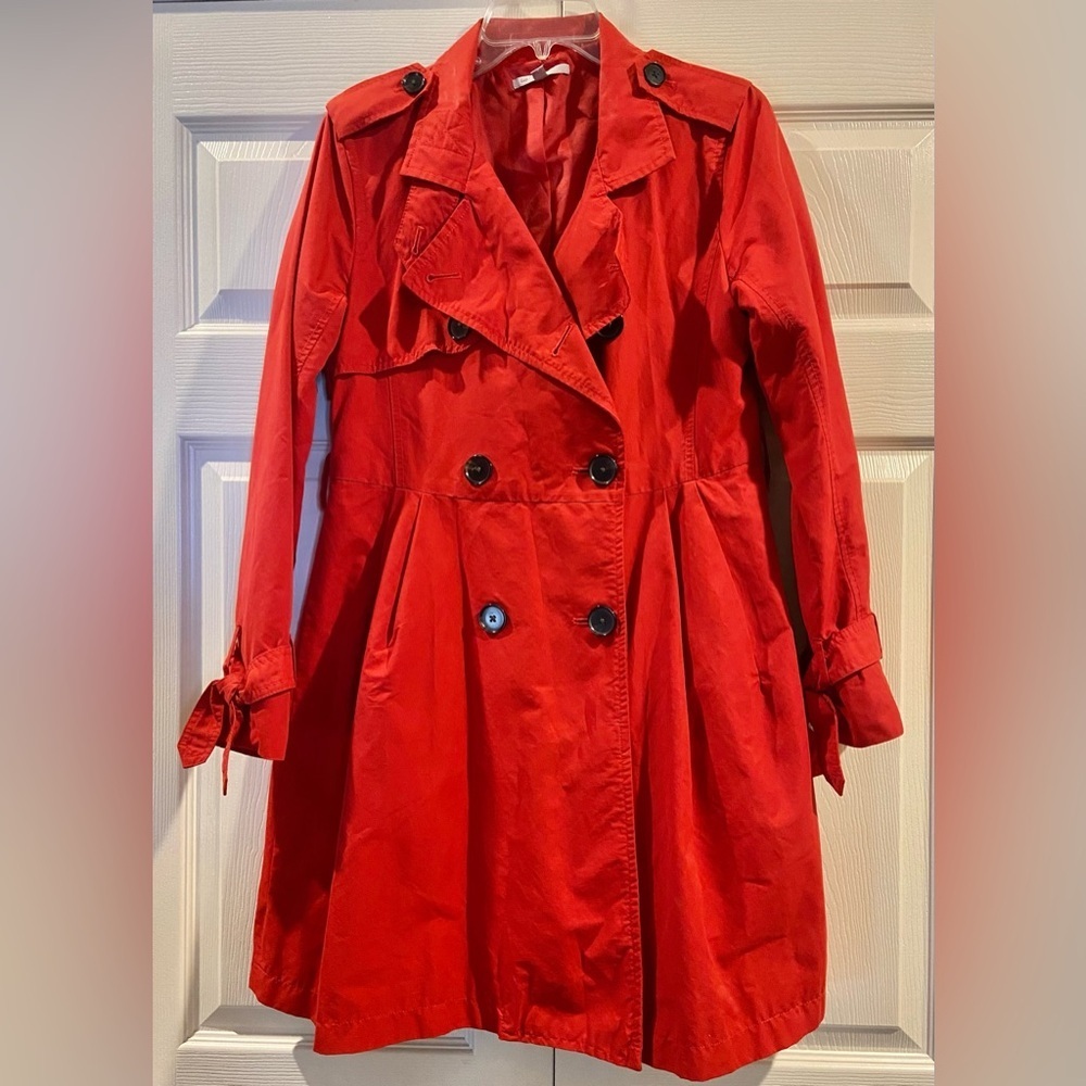 GAP Trench Coat Women’s Sz S Rocket Red Acadamia Tomato-Girl Minimalist Capsule